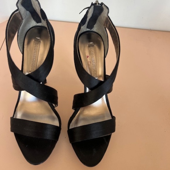 BCBG MAXAZRIA - SERENA 2 DRESS SANDALS - BLACK SATIN - SIZE 6 1/5 - Picture 5 of 8